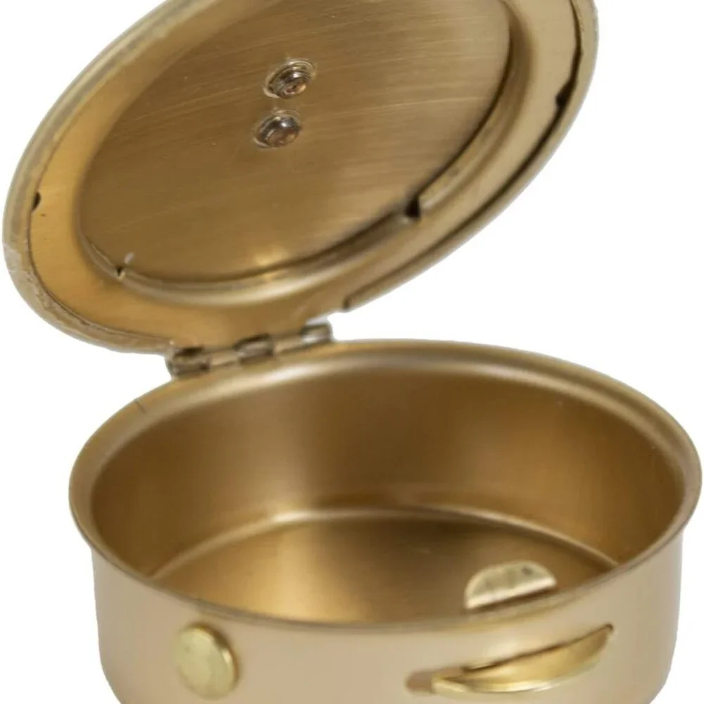 Polished Brass with Cross Jewelry Pill Keepsake Box Gold‎ Beauty Vanity